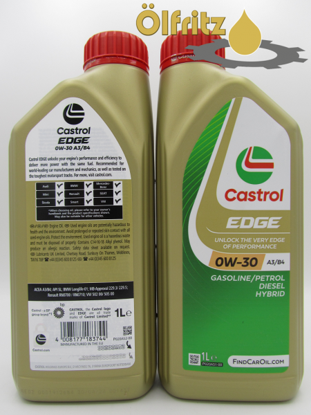 Castrol EDGE 0W-30 A3/B4 (neues Design) Motoröl 1l